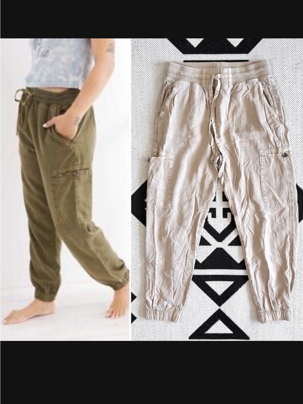 Aerie High Rise Essential Cargo Jogger Pants in Khaki Small